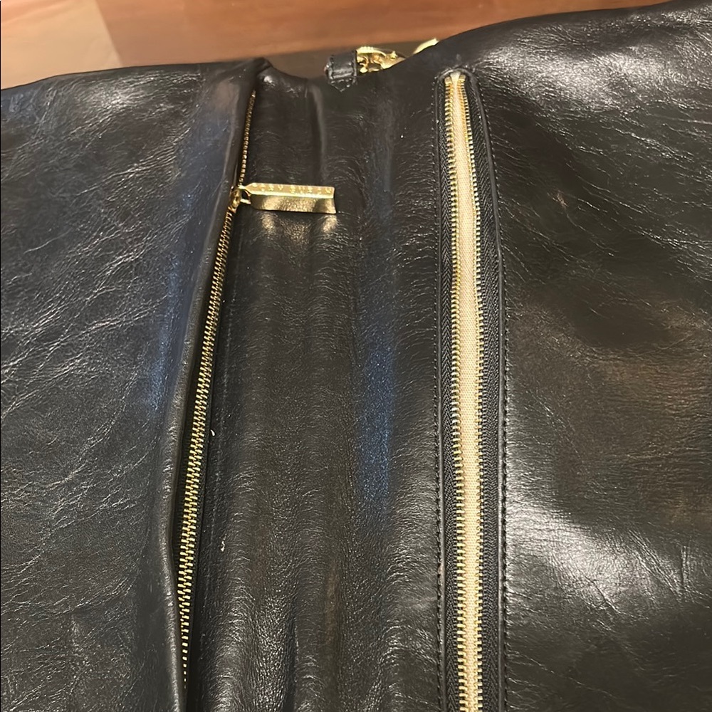 Tory Burch Black and Gold Briefcase clutch with Structured Design - Picture 5 of 16